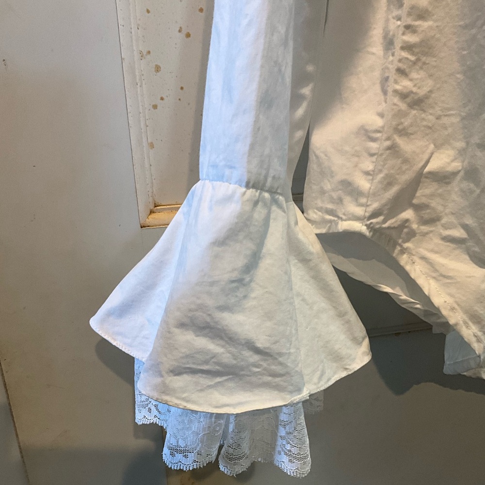 Newport News White Ruffle Cuff Button-Up Blouse - Picture 3 of 5